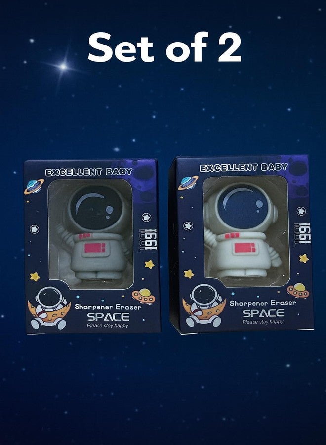 Crafty Cuddle Cute 2-in-1 Eraser and Sharpener for Kids & Students | Unique Stationery | Soft & Fun | Pack of 2 - Ideal Birthday Return Gift (Space) - Image 2